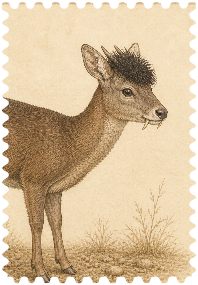 Tufted Deer (Elaphodus cephalophus) collected stamp