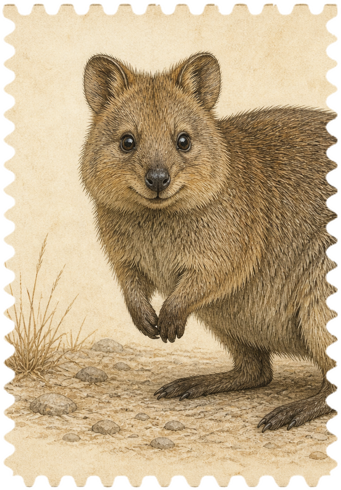 Quokka (Setonix brachyurus) collected stamp