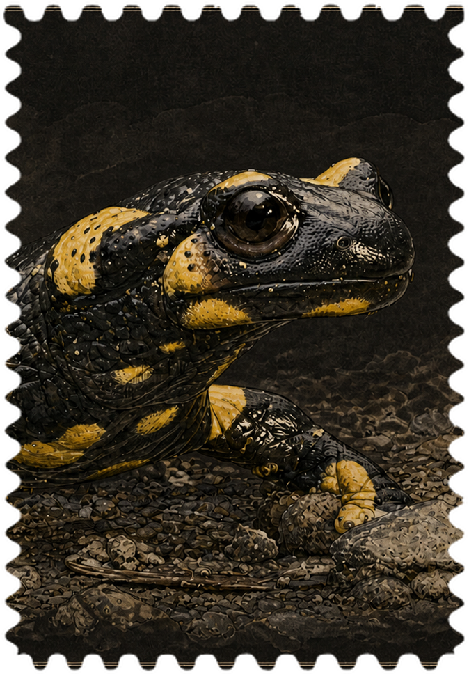 Fire Salamander (Salamandra salamandra) collected stamp